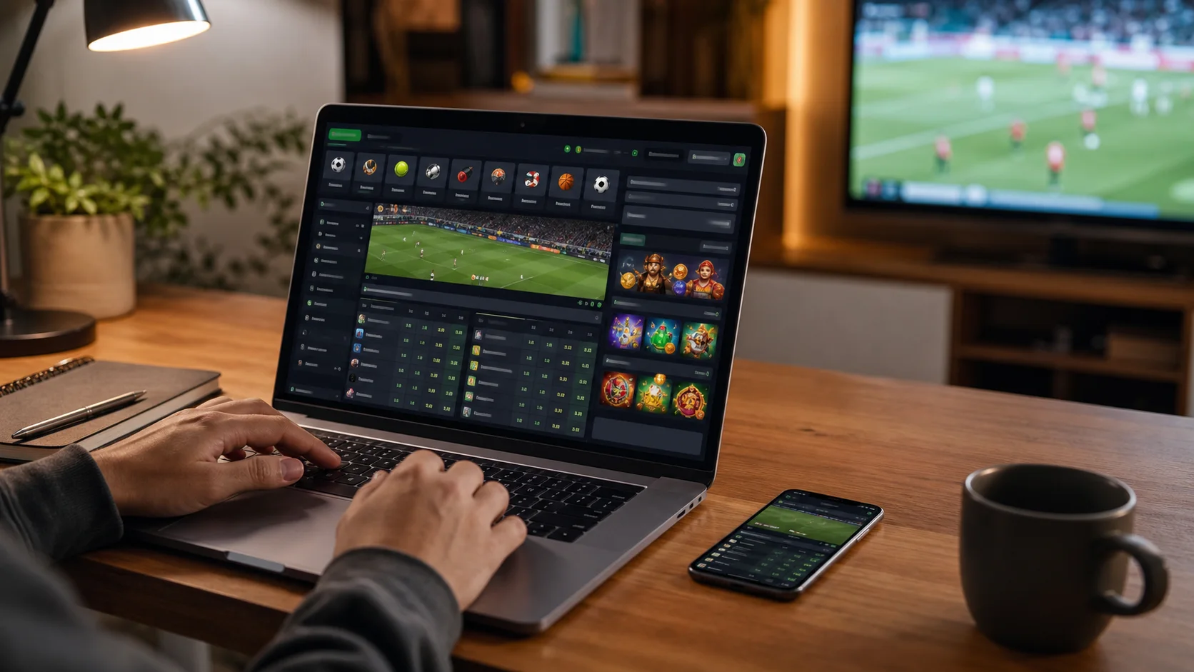 Plataforma betano em notebook e celular com apostas esportivas e cassino online